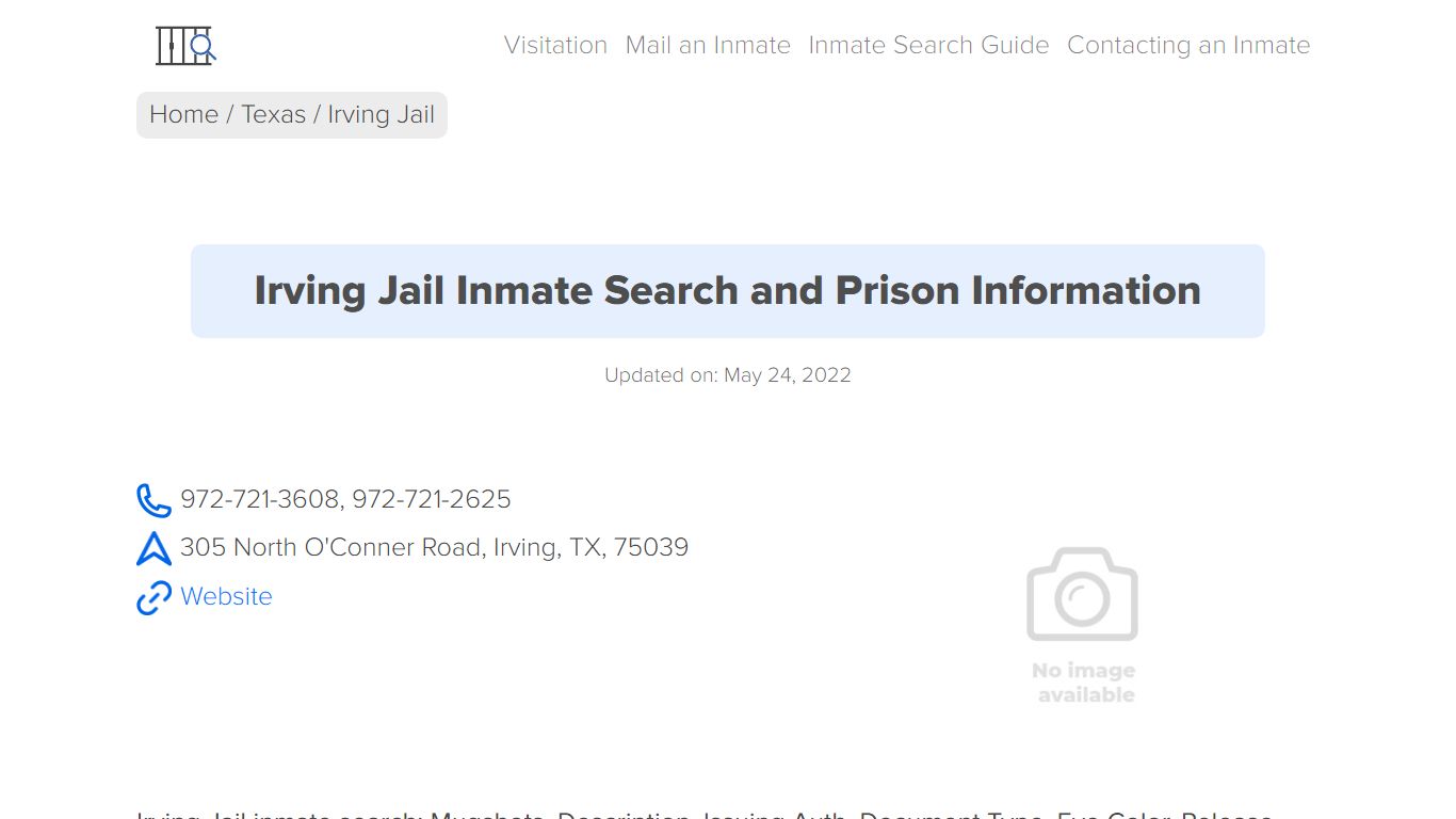 Irving Jail Inmate Search and Prison Information - Nationwide Prison Lookup